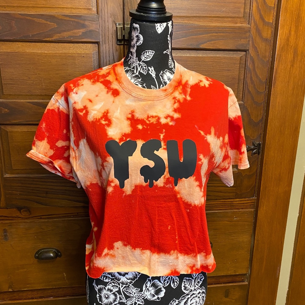 Bleached Dyed Youngstown State University Cropped Tee